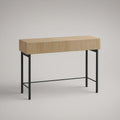 Fluted Vanity Table with Storage Drawer, Natural Oak and Black, 100 x 45 x 76 cm