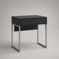 Contemporary Black Vanity Table with Drawer and Polished Stainless Steel Frame, 31.5 x 15.7 x 29.5 in