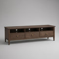 Walnut Brown Engineered Wood Media Console, 70 x 16 x 24 in, 3 Drawers and 3 Open Compartments