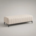 Cream Boucle Upholstered End-of-Bed Bench with Black Steel Base, 55 x 18 x 18 in